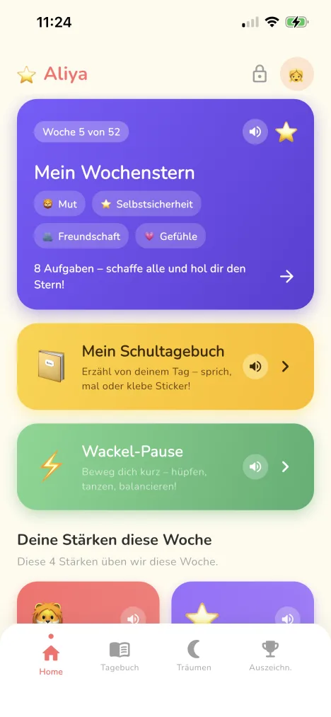 Startübersicht der App